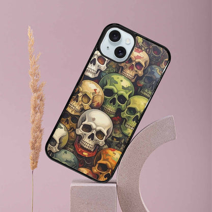 iPhone 15 Plus Case — Skulls Pattern Hundreds Of Sma, Custom Print Case Cover