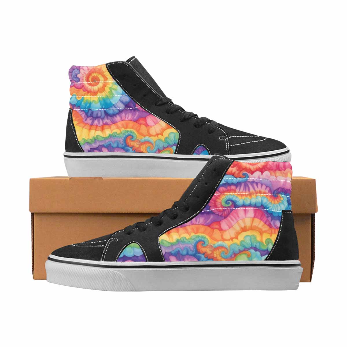 WOMEN'S Tie Dye High Top Canvas Custom Design Y2K Handmade Custom Shoes