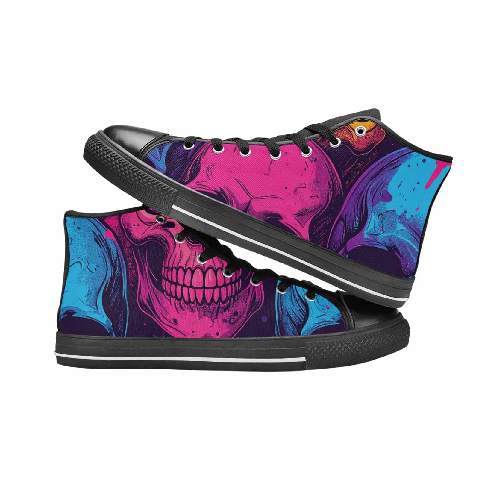 MEN'S Skulls Splatter Comic High Top Canvas Cottagecore Shoes