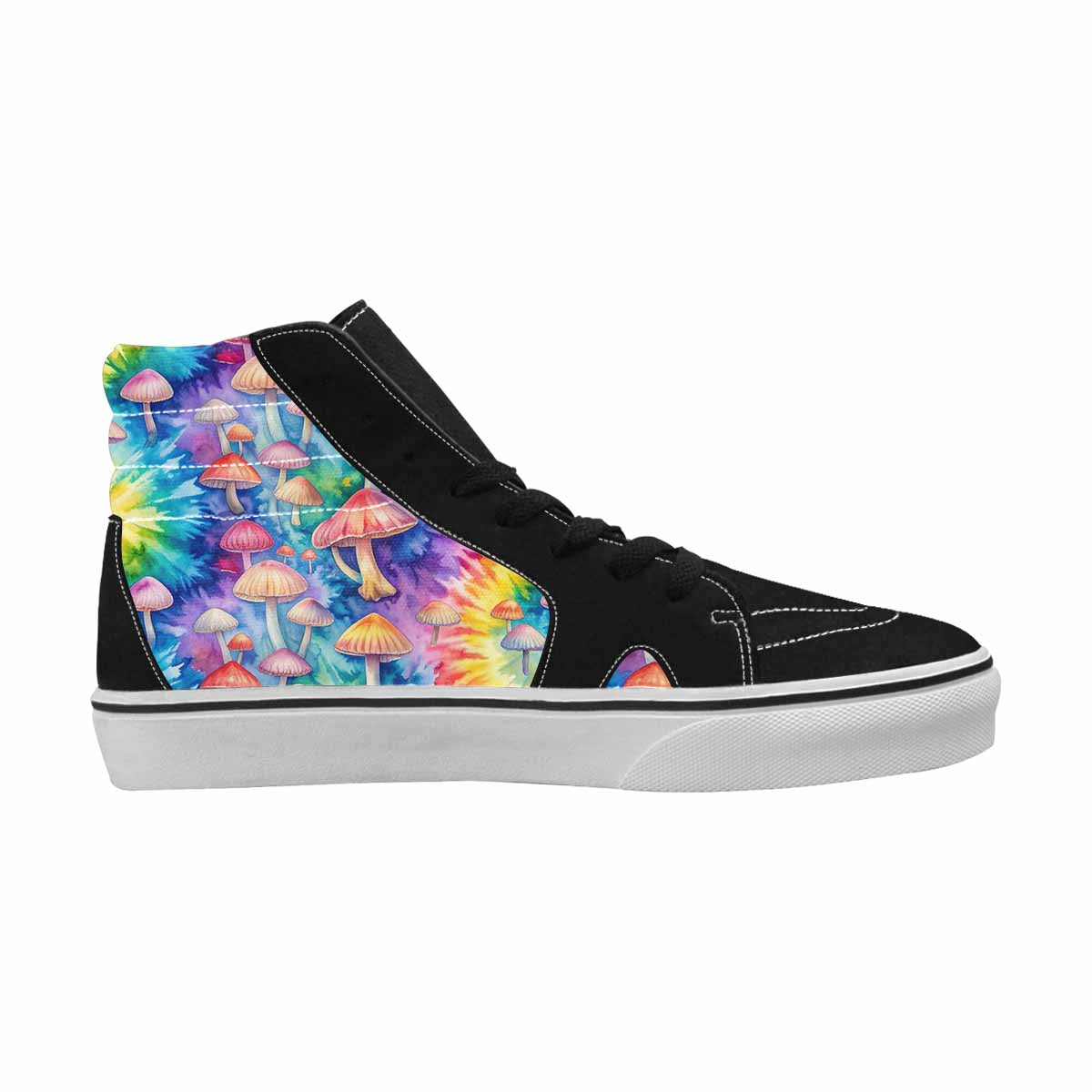 MEN'S Mushrooms  Tie Dye High Top Canvas Neon Fantasy Custom Shoes