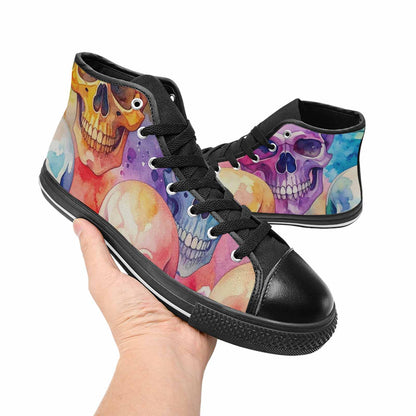 MEN'S Kulls - Watercolor High Top Canvas Wallpaper Art Sneakers