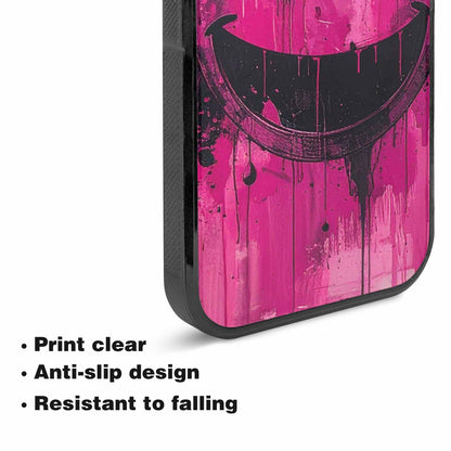 iPhone 15 Plus Case — Melting Moon Smiley Black Pink Ink, Custom Phone Case