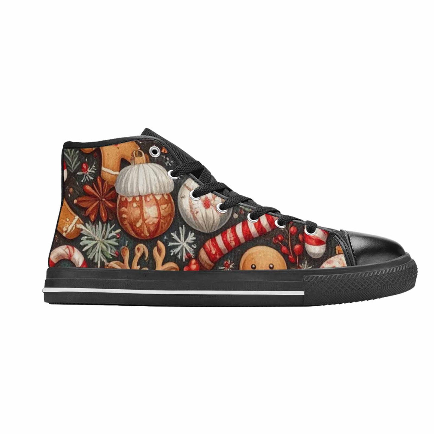 WOMEN'S Christmas Holly Snowflake High Top Canvas Dreamcore Custom Sneakers