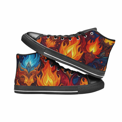 WOMEN'S Fire Flame High Top Canvas Surreal Custom Shoes