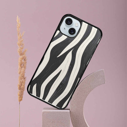iPhone 15 Plus Case — Modern Zebra Stripe Print Crisp Black, Custom Made Phone Cover