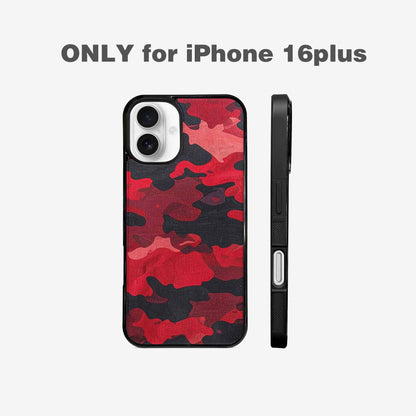 iPhone 16 Plus Case — Tactical Camo Red Black Custom, Custom Printed Phone Case