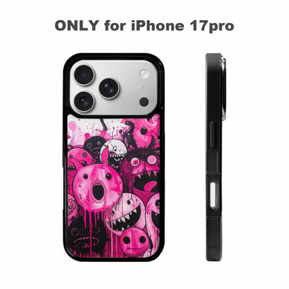 iPhone 17 Pro Case — Black Pink Ink Monsters General Cartoon, Custom Phone Case