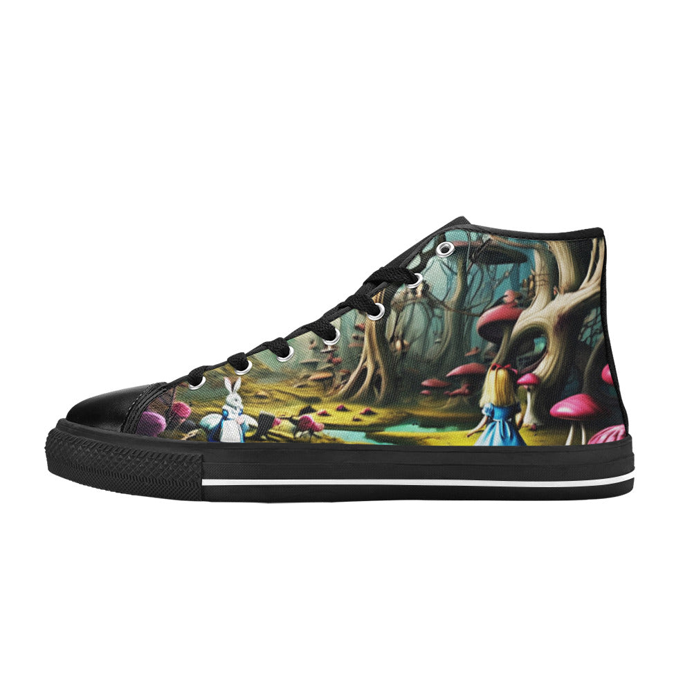 WOMEN'S Creepy Wonderland Model Art High Top Canvas Y2K Custom Shoes