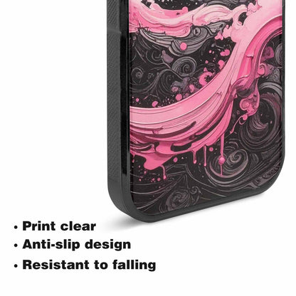 iPhone 15 Plus Case — Van Gogh Swirl Black Pink Ink, Custom Made Phone Cover