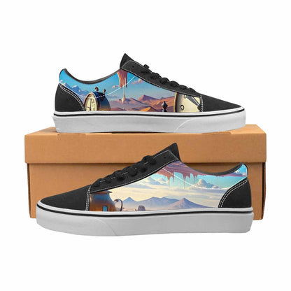WOMEN'S Surrealist Desert Dreamscape Canvas Lace-Up Neon Fantasy Custom Sneakers