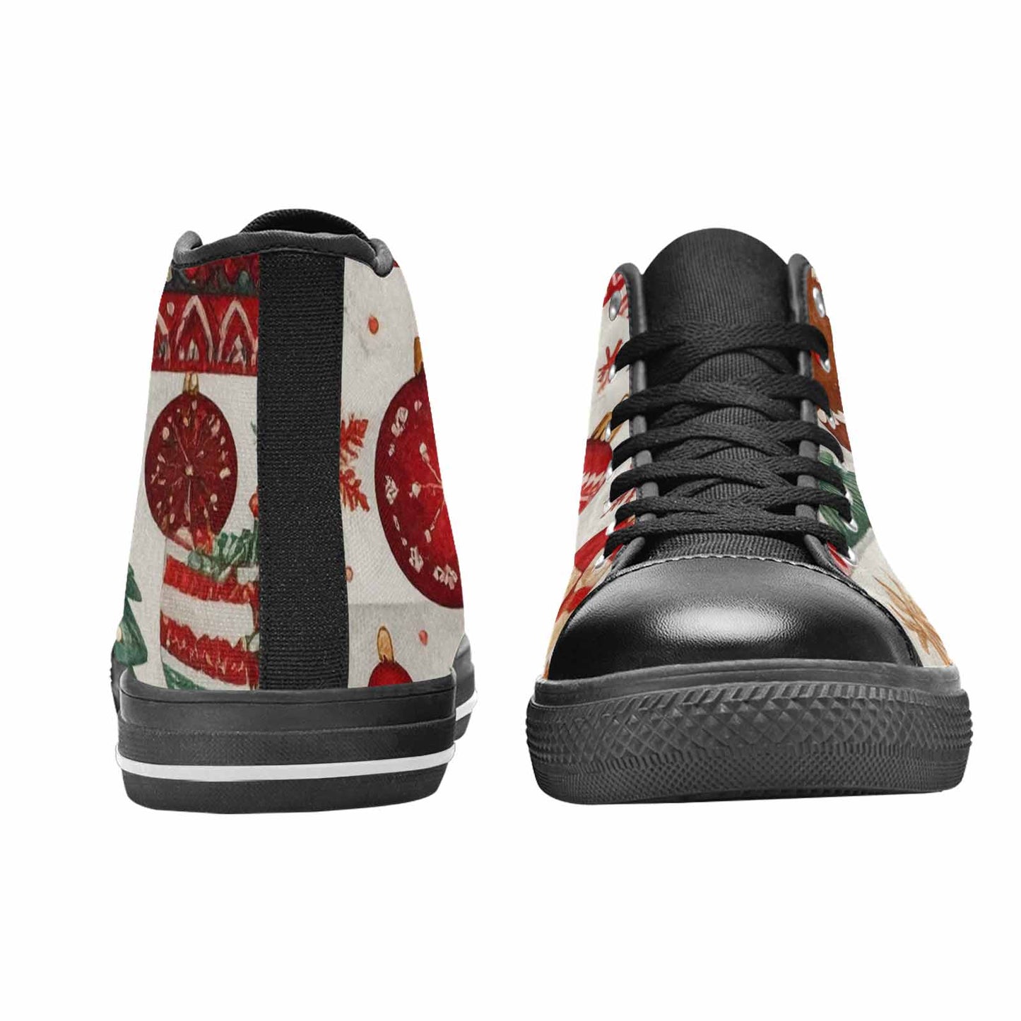 WOMEN'S Christmas Holly Snowflake High Top Canvas Cottagecore Sneakers
