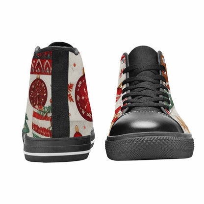 WOMEN'S Christmas Holly Snowflake High Top Canvas Cottagecore Sneakers