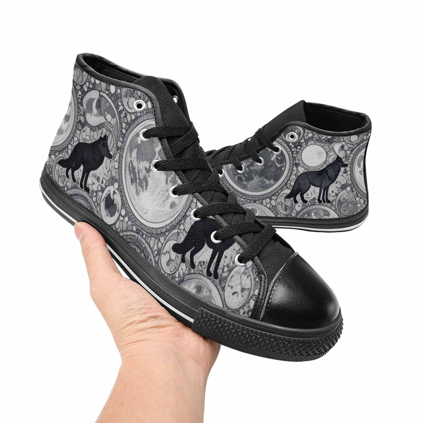 MEN'S Wolves Everywhere Collage High Top Canvas Cottagecore Sneakers