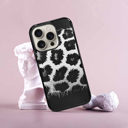 iPhone 16 Pro Case — Leopard Print Black And White Style, Original Design Phone Case