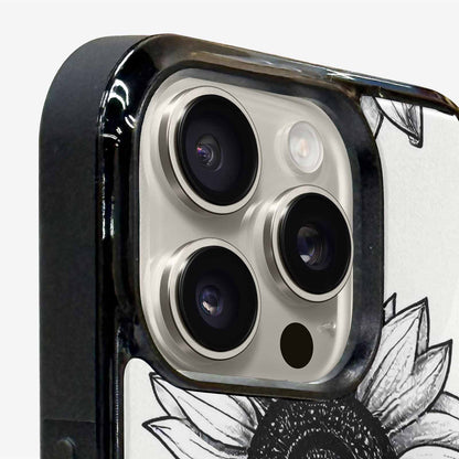 iPhone 16 Pro Max Case — Minimalist Line Art Sunflower, Unique Phone Case Design