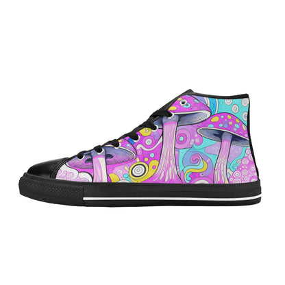 WOMEN'S Magic Mushrooms Art 3 High Top Canvas Vibrant Chaos Custom Shoes