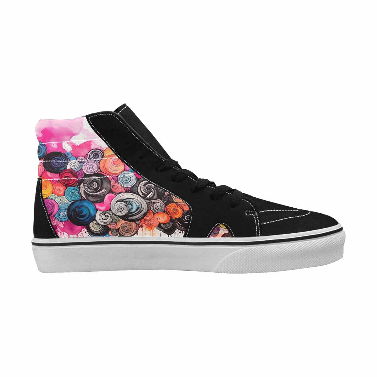 MEN'S Tie Dye Black & Pink Ink High Top Canvas Custom Fashion Dark Academia Shoes