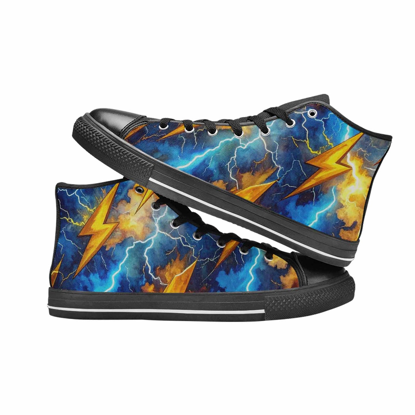 WOMEN'S Lightning Bolt High Top Canvas Surreal Custom Sneakers