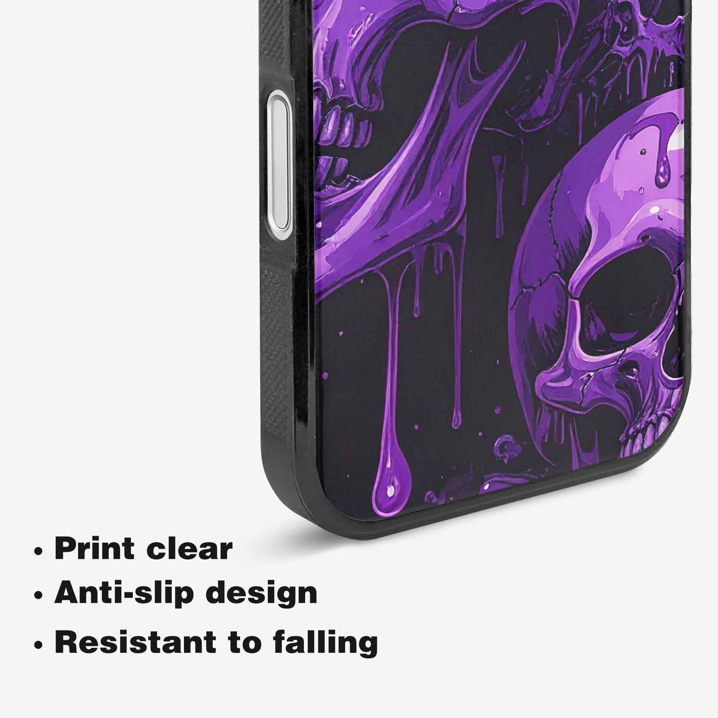 iPhone 16 Case — Monochrome Purple Skeletons Neon Drip Melting, Personalized Phone Case