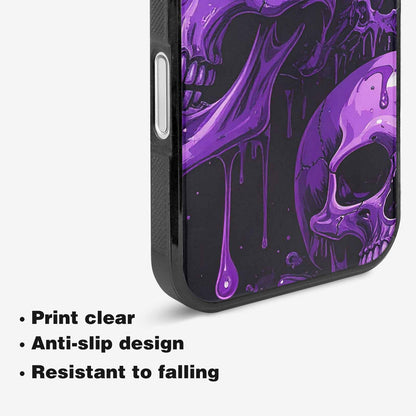 iPhone 16 Case — Monochrome Purple Skeletons Neon Drip Melting, Personalized Phone Case