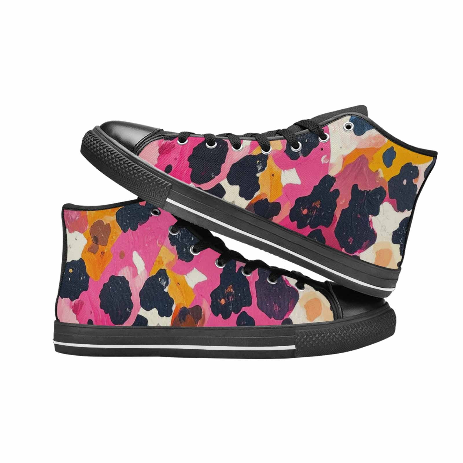 WOMEN'S Cow Animal Print High Top Canvas Dark Academia Custom Sneakers