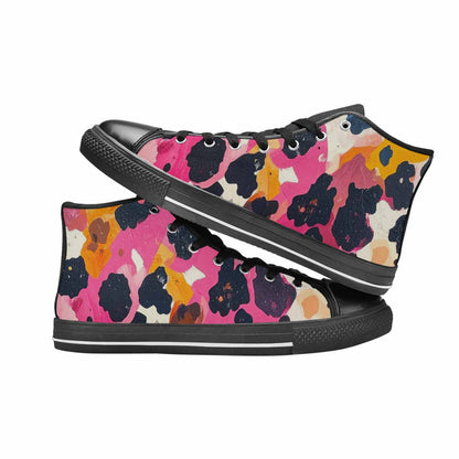 WOMEN'S Cow Animal Print High Top Canvas Dark Academia Custom Sneakers