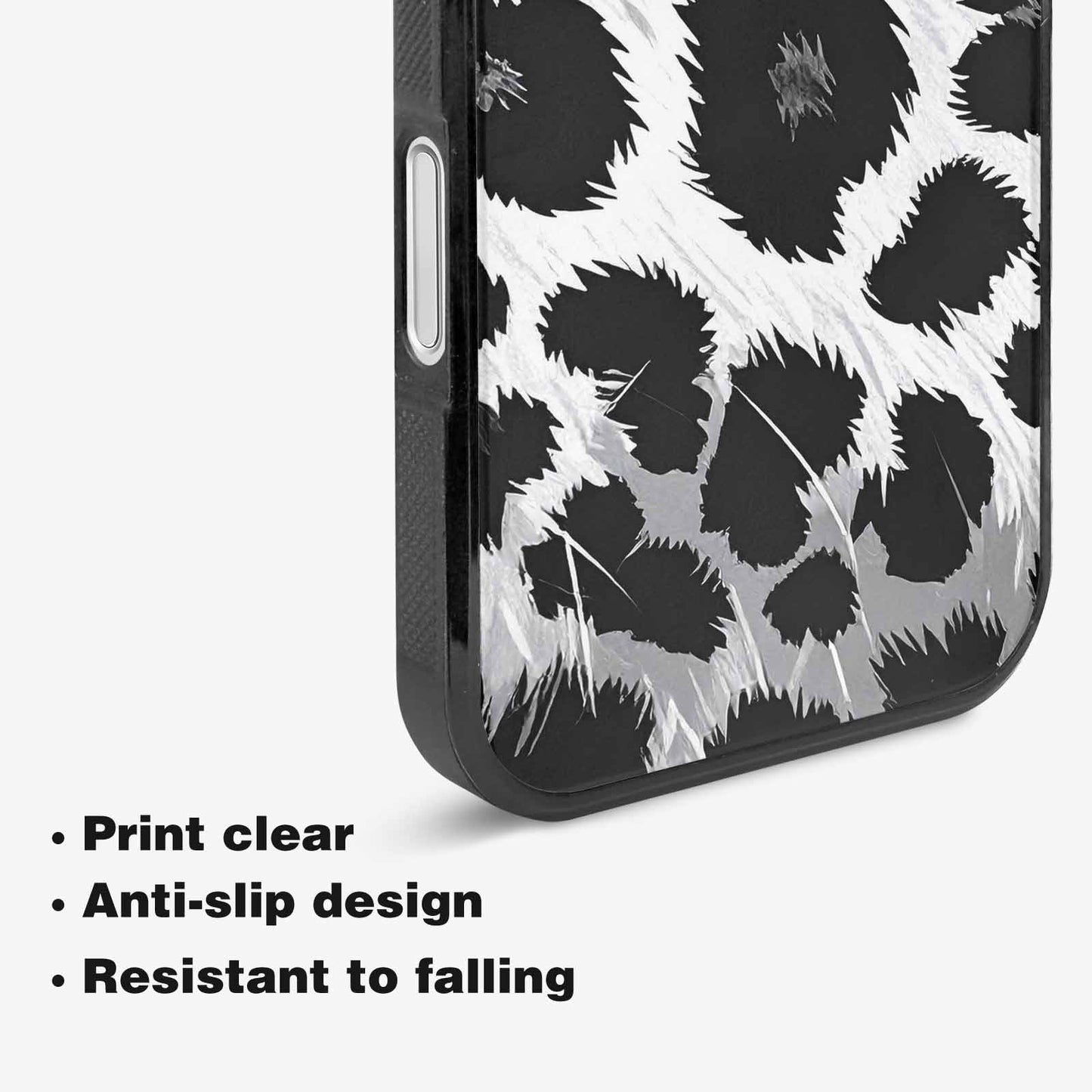 iPhone 16 Plus Case — Leopard Print Black And White Style, Custom Phone Case