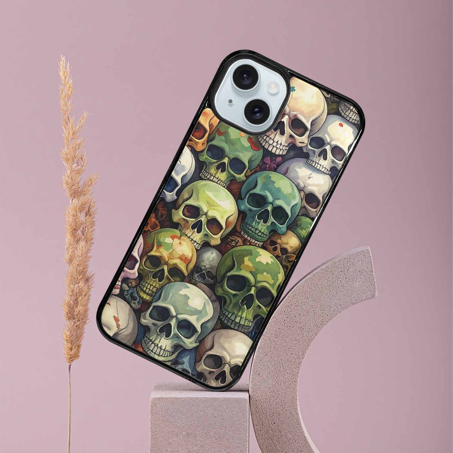 iPhone 15 Plus Case — Skulls Pattern Hundreds Of Sma, Custom Printed Phone Case