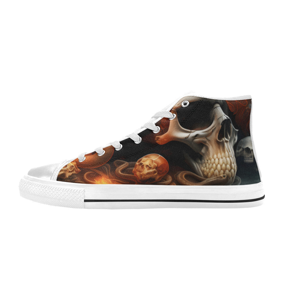 WOMEN'S Cc Snakes Skulls High Top Canvas Grunge Custom Shoes