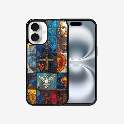 iPhone 16 Case — Jesus Face Small Cross And Faith, Personalized Phone Case