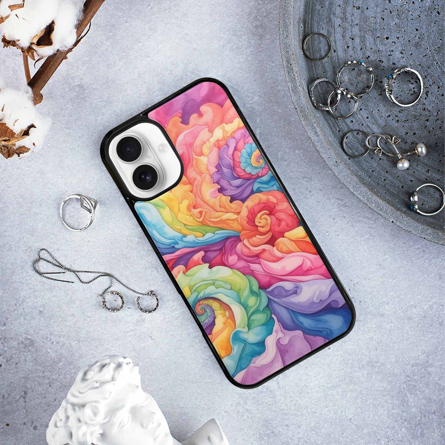iPhone 16 Plus Case — Tie Dye Swirls Tie Dye Swirls, Custom Print Case Cover