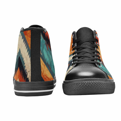 MEN'S Southwestern Geometric Diamond High Top Canvas Vibrant Chaos Sneakers