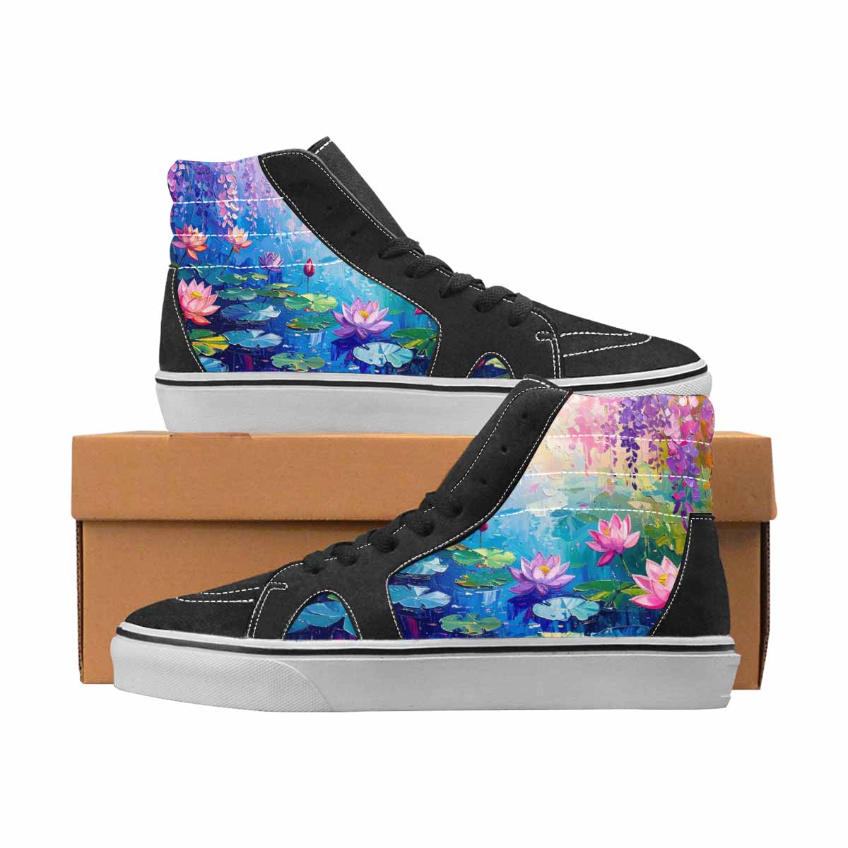 WOMEN'S Monet Full Color High Top Canvas Wearable Art Dreamcore Custom Kicks