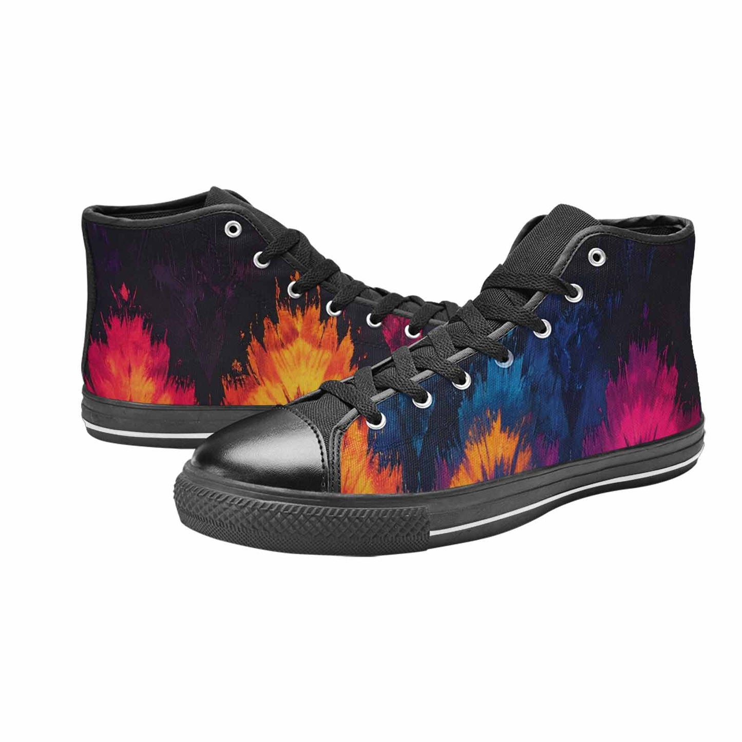 WOMEN'S Tie Dye Dark High Top Canvas Vibrant Chaos Sneakers