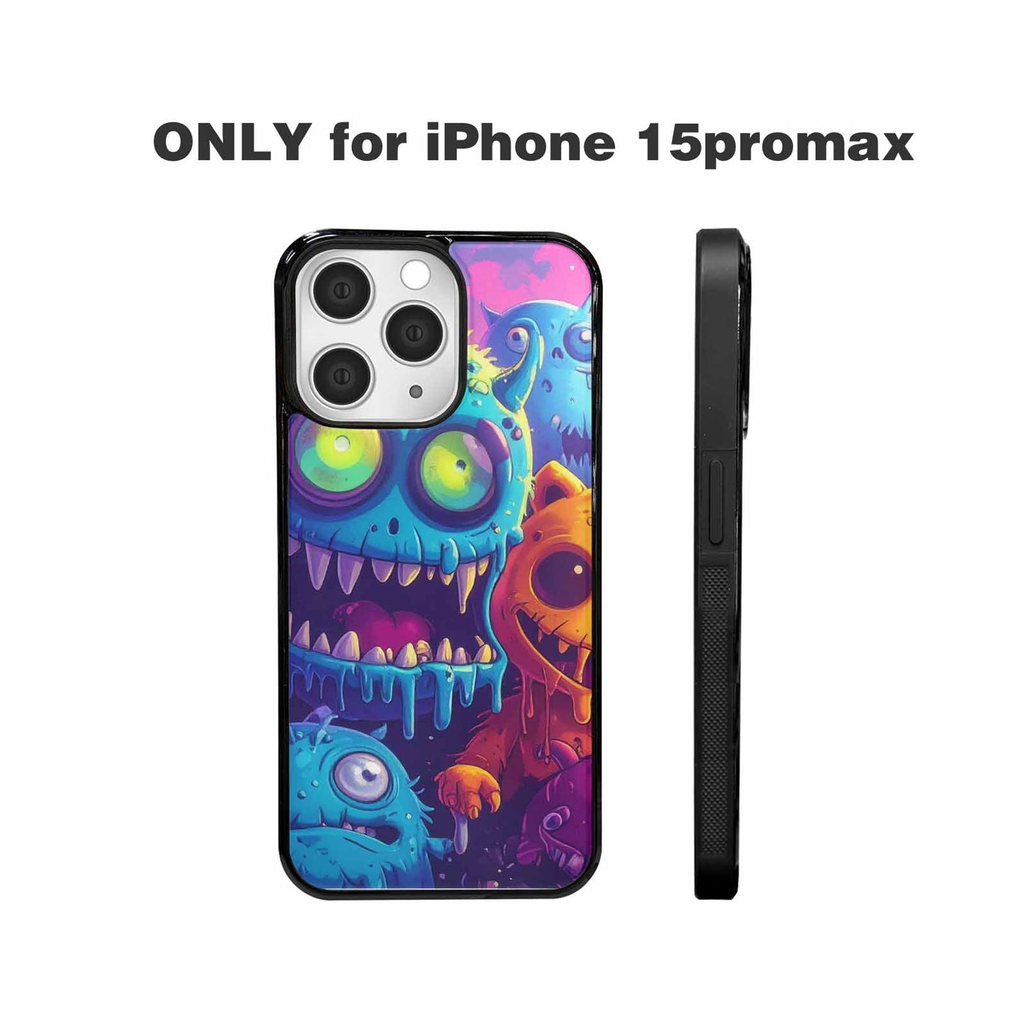 iPhone 15 Pro Max Case — Overlapping Endlessly No Empty Space Monsters, Custom Printed Phone Case