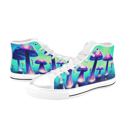 WOMEN'S Colorful Mushrooms Art Vibe High Top Canvas Surreal Custom Shoes