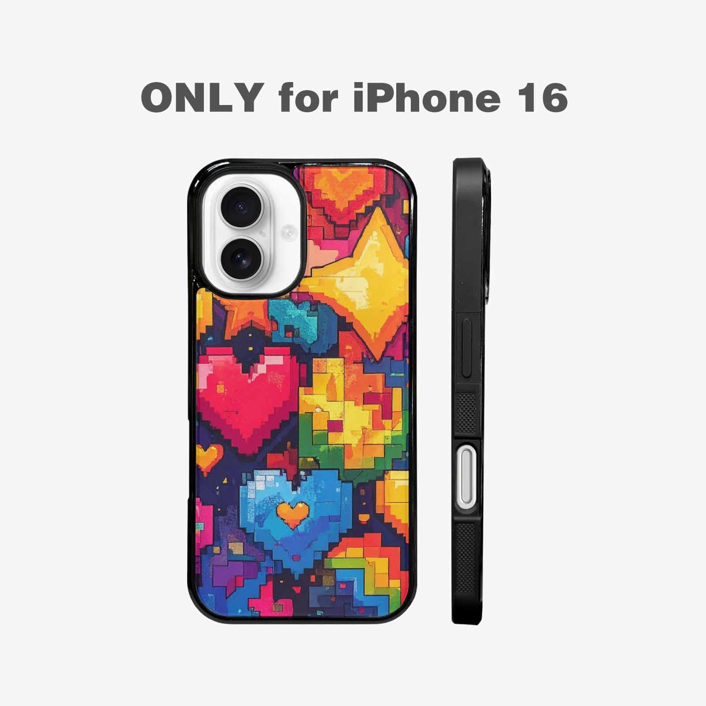 iPhone 16 Case — Pixel Art 8 Bit Burst Pattern, Personalized Phone Case