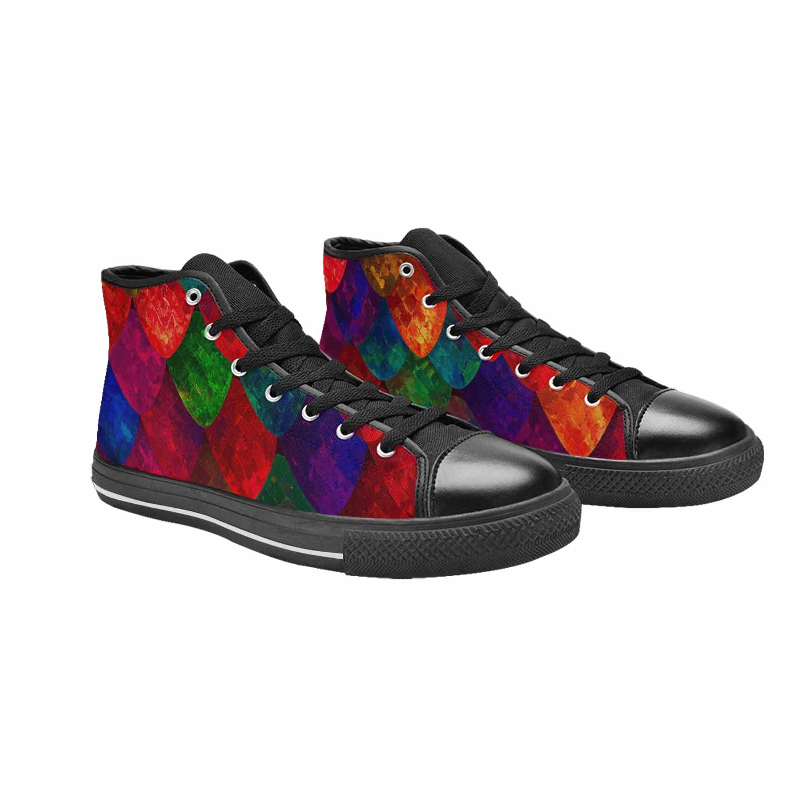 WOMEN'S Dark Snake Print High Top Canvas Neon Fantasy Custom Sneakers