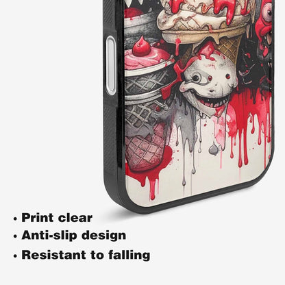 iPhone 16 Case — Ice Cream Monsters Black Red Ink, Original Design Phone Case