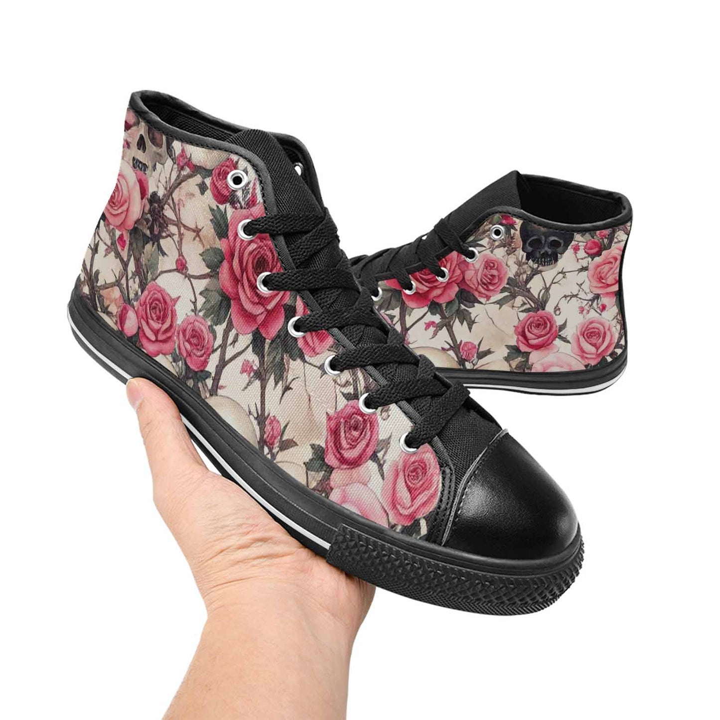 MEN'S Skulls - Roses High Top Canvas Surreal Custom Shoes