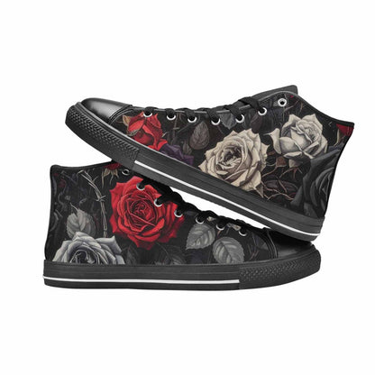 MEN'S Black Gothic Rose High Top Canvas Surreal Shoes