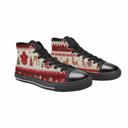 WOMEN'S Christmas Holly Snowflake High Top Canvas Cottagecore Custom Shoes