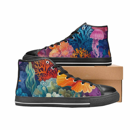 MEN'S Fish Scale Coral High Top Canvas Aesthetic Sneakers