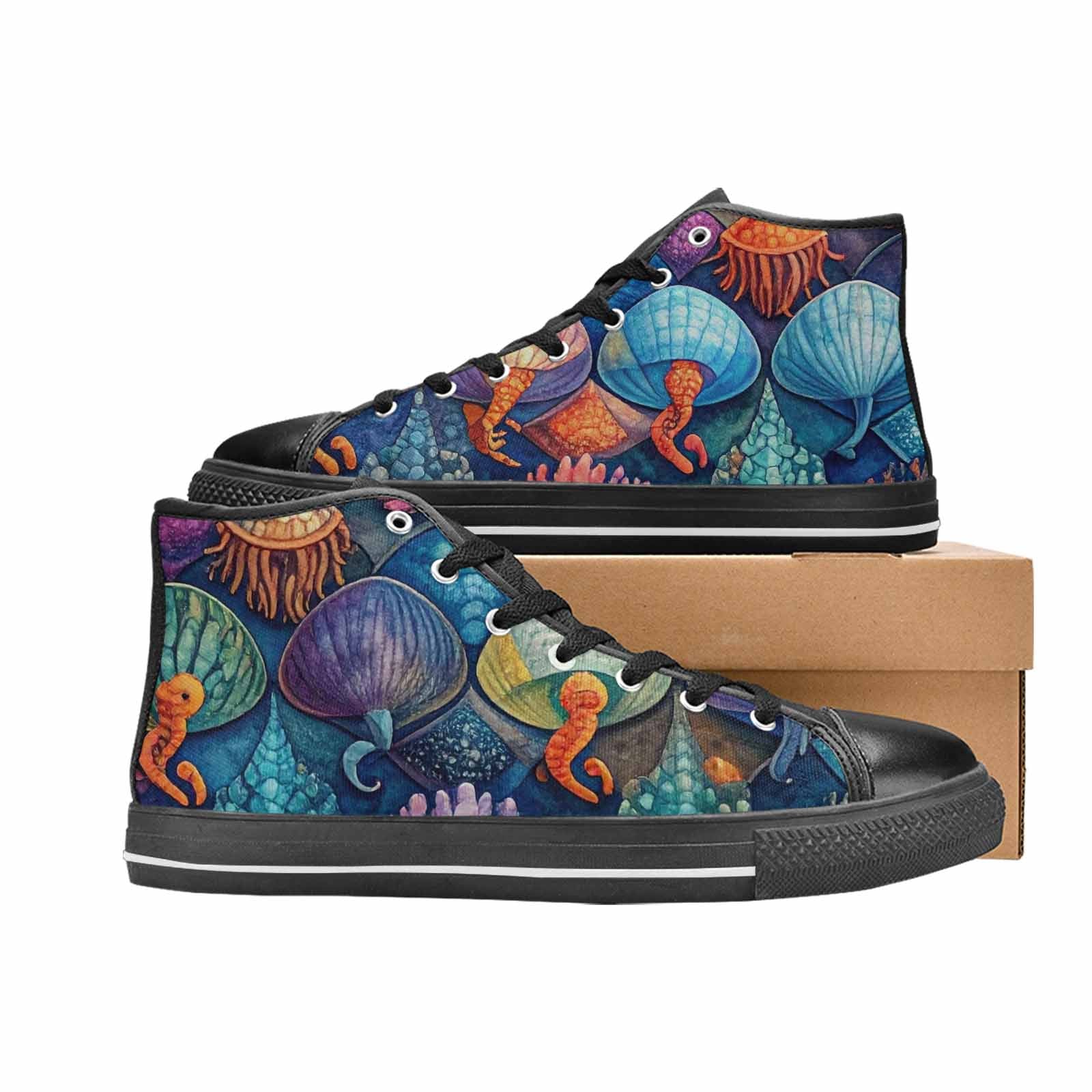 MEN'S Fish Scale Coral High Top Canvas Aesthetic Sneakers