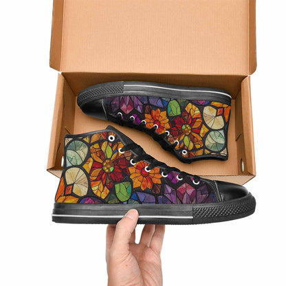 MEN'S Stained Glass Kaleidoscope High Top Canvas Grunge Shoes