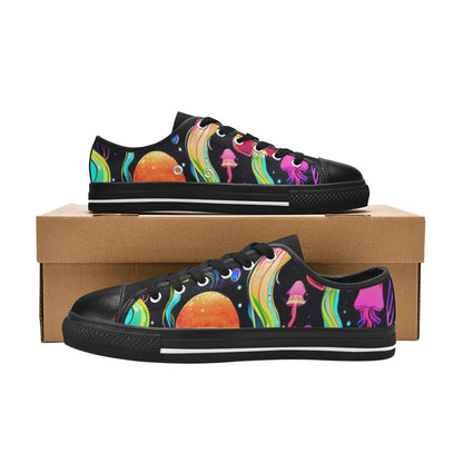 WOMEN'S Jellyfish Vibrant Mushroom Art Canvas Neon Fantasy Custom Shoes