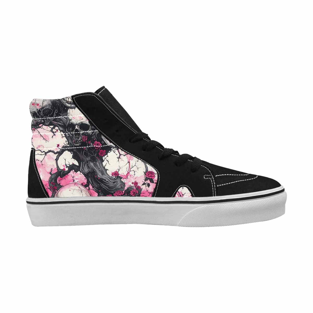 MEN'S Skull Roses High Top Canvas Vibrant Chaos Custom Sneakers
