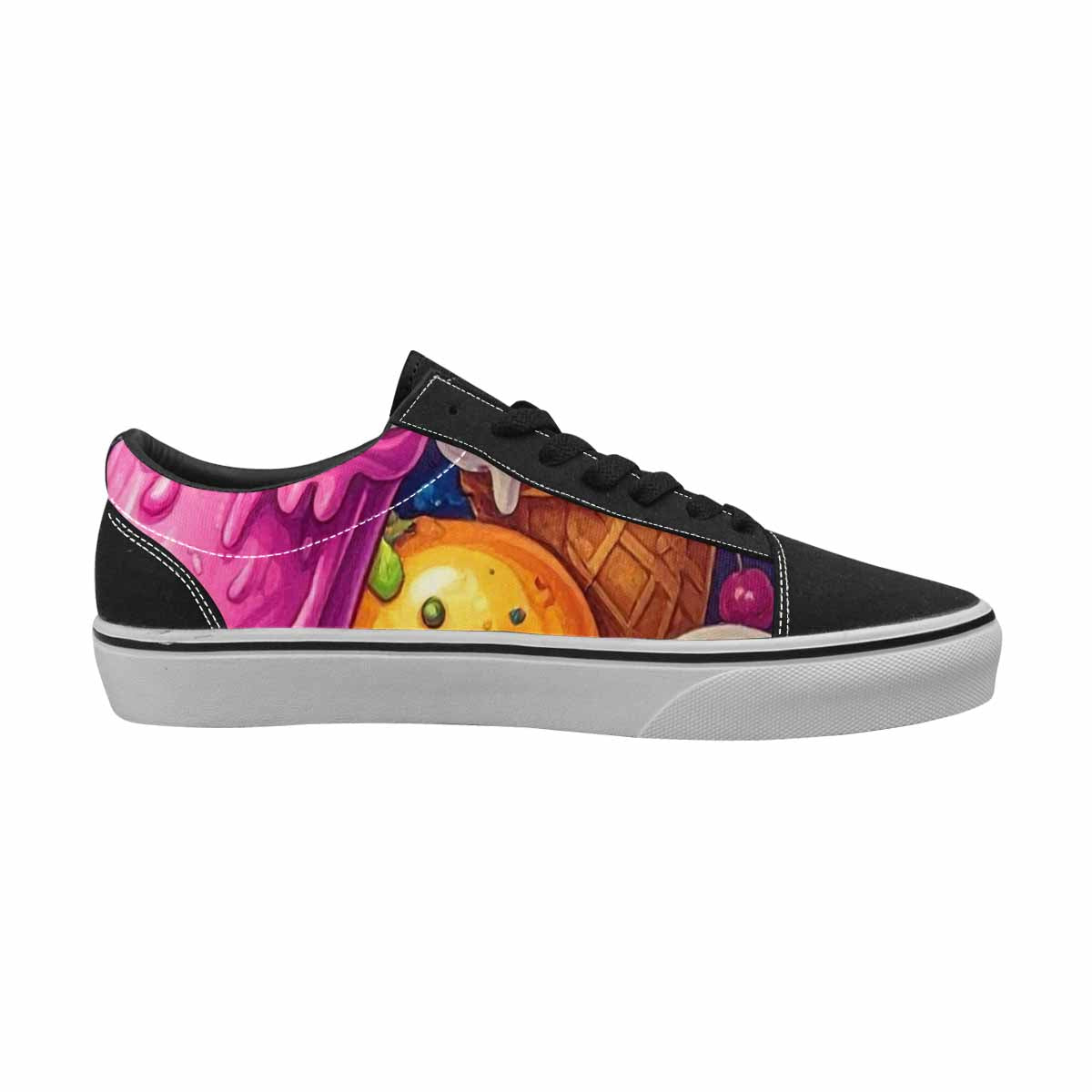 WOMEN'S Ice Cream Monsters  Lace-Up Canvas Vibrant Chaos Custom Sneakers