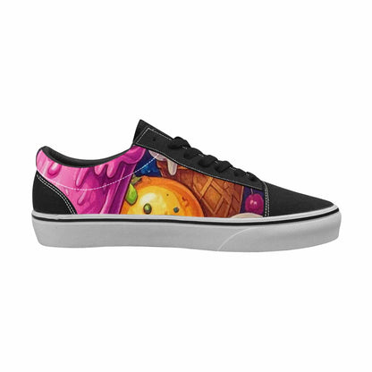 WOMEN'S Ice Cream Monsters  Lace-Up Canvas Vibrant Chaos Custom Sneakers