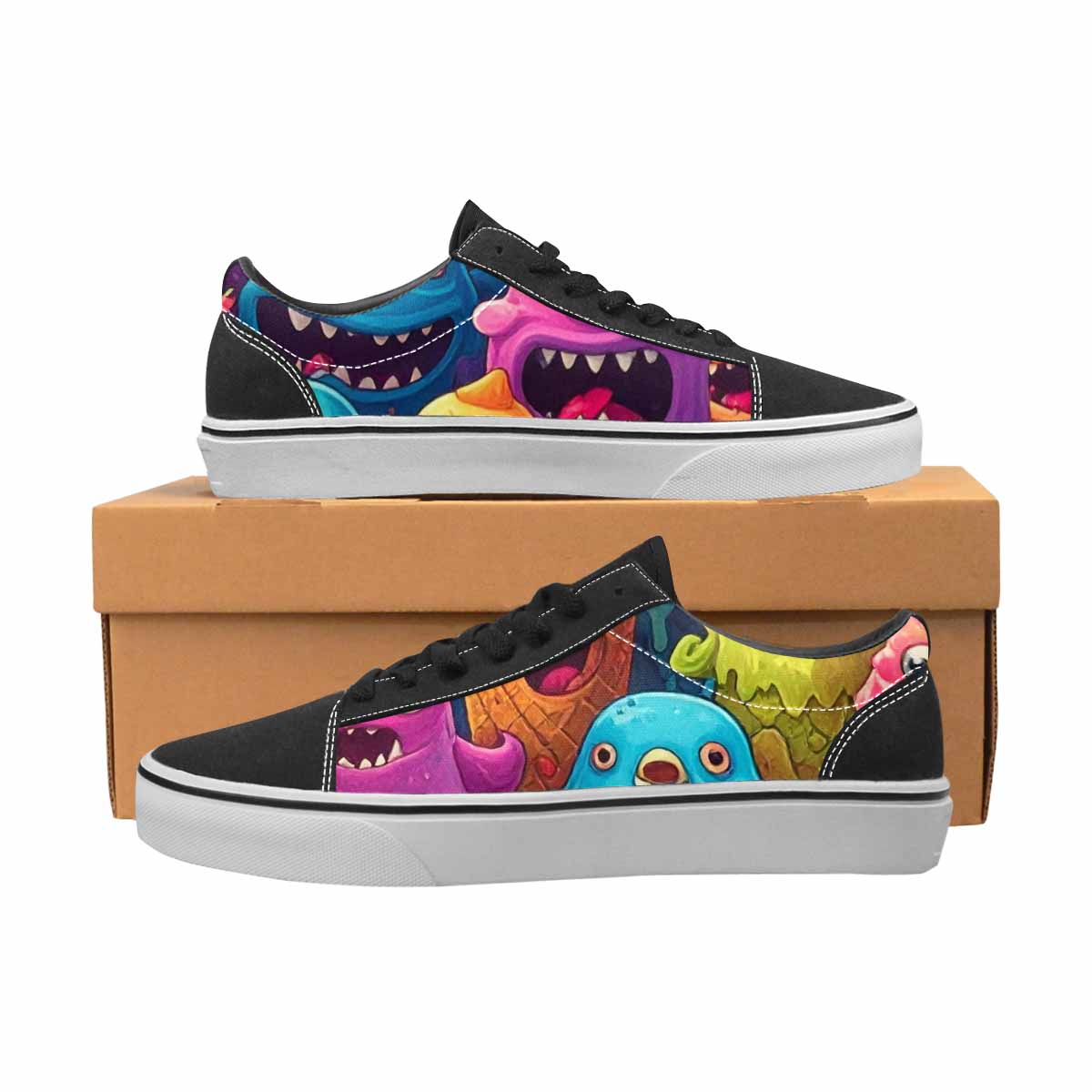 WOMEN'S Melting Ice Cream Monster Lace-Up Canvas Vivid Sneakers